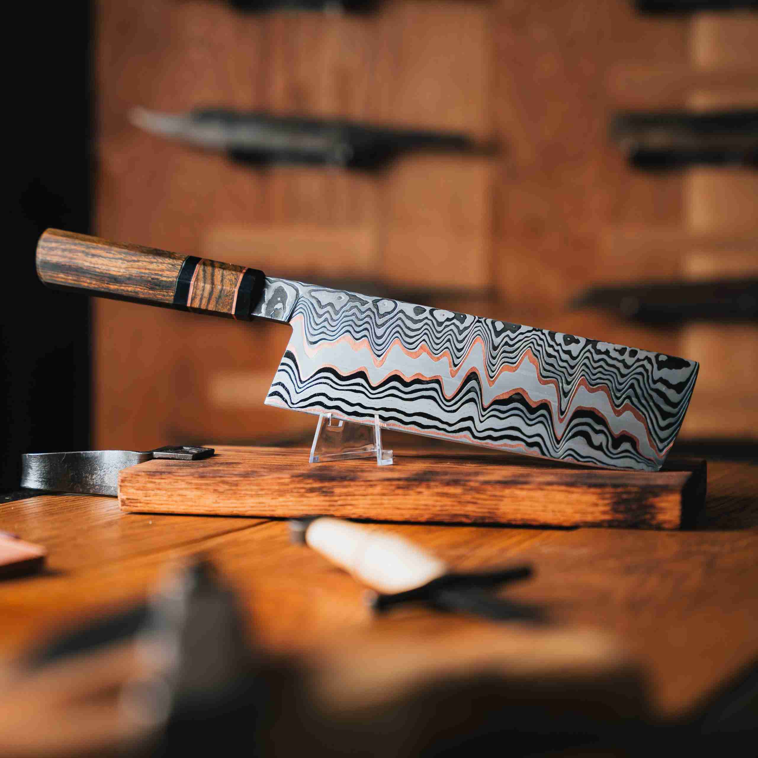 Damascus Cu-Mai Cleaver Knife