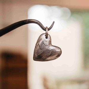 Hand Forged Damascus Heart Pendant Necklace