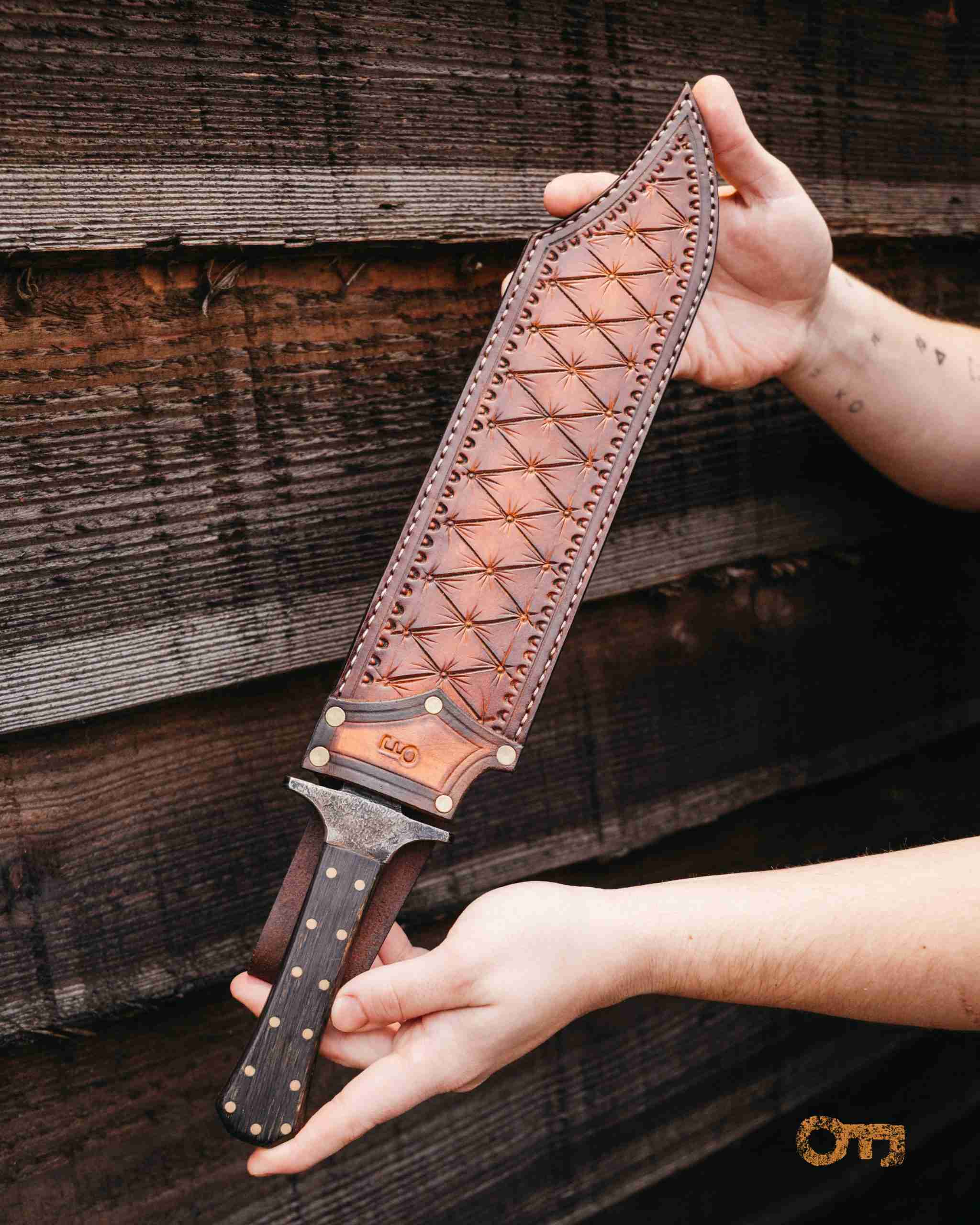 Oldfield Forge Custom Bowie Knife and Leather Sheath